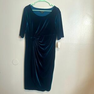 Connected apparel velvet faux-wrap dress